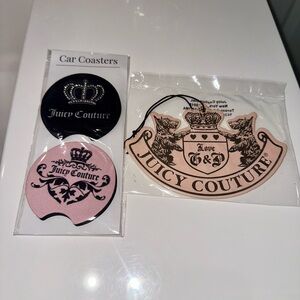 Juicy Couture Black and Pink Car Coasters & Juicy Air Freshener Charm🎀